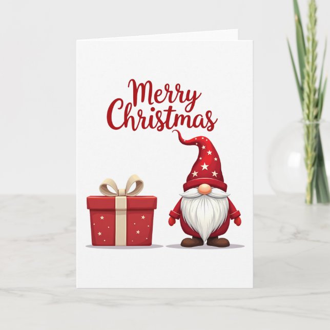 Red Gnome Christmas Card (Front)
