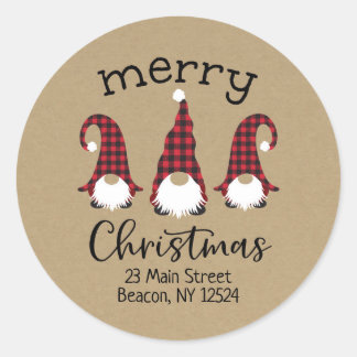 Red Gnome Christmas Return Address Label