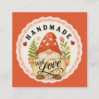 Red Gnome Handmade With Love Small Business  Enclosure Card
