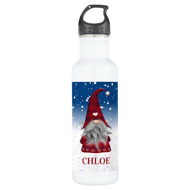Red Gnome on Snow 710 Ml Water Bottle (Front)