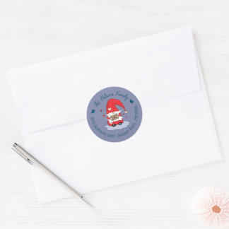 Red Gnome with Letter Blue Envelope Seal Stickers