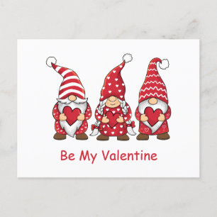 Red Gnomes Hearts Trendy Kids Teachers Valentine's Holiday Postcard
