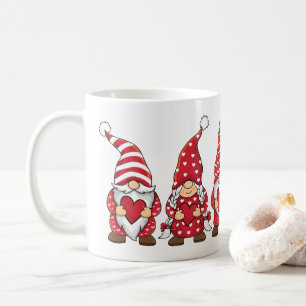 Red Gnomes with Hearts Personalised Valentine Day  Coffee Mug