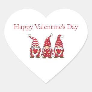 Red Gnomes with Hearts Personalised Valentine Day  Heart Sticker