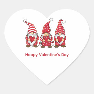 Red Gnomes with Hearts Personalised Valentine Day  Heart Sticker