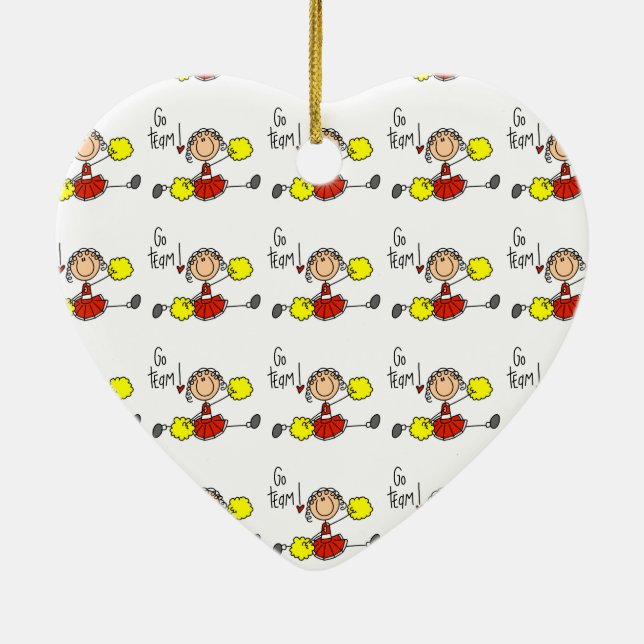 Red Go Team Cheerleader Ceramic Tree Decoration (Back)
