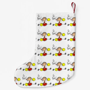 Red Go Team Cheerleader Small Christmas Stocking