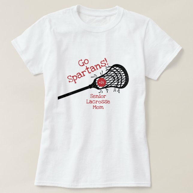 Red Go Team Lacrosse Mum T-Shirt (Design Front)