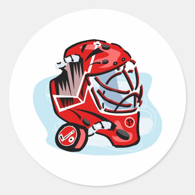 Red Goalie Mask Classic Round Sticker (Front)