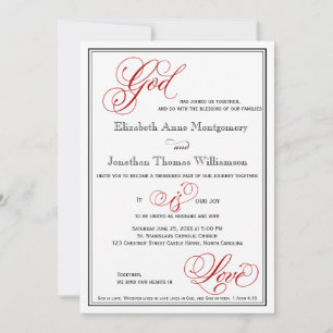 Red God is Love Christian Wedding Invitation