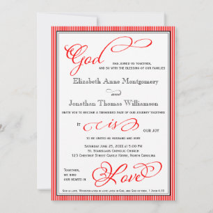 Red God is Love Christian Wedding Invitation