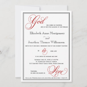 Red God is Love Christian Wedding Invitations
