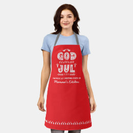 Red God Jul Swedish Christmas Traditional Apron