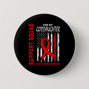 Red Goddaughter Heart Disease Awareness Flag Graph 6 Cm Round Badge