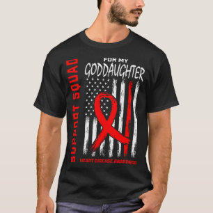 Red Goddaughter Heart Disease Awareness Flag Graph T-Shirt