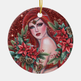 Red goddess Christmas Ceramic Tree Decoration
