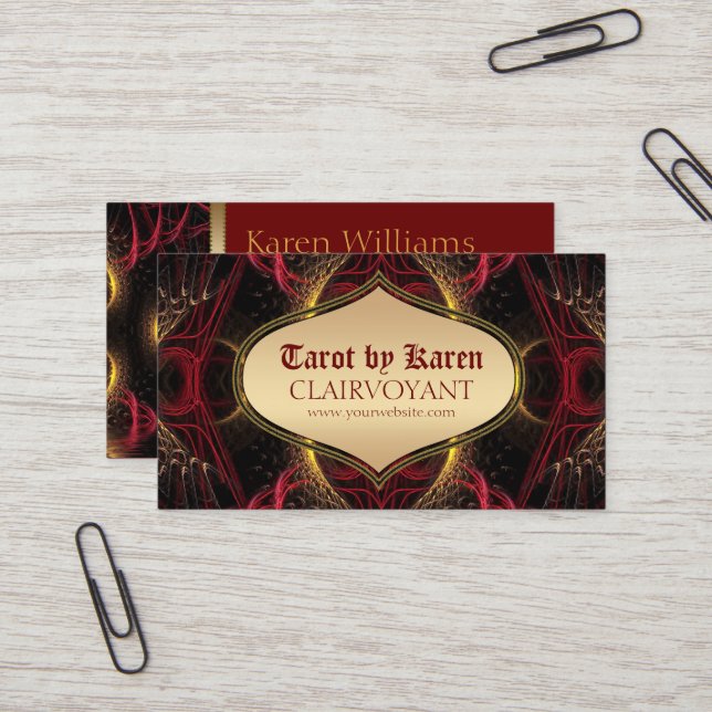 Red Goddess Temple Tarot Business Cards (Front/Back In Situ)