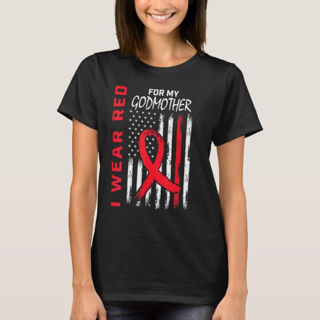 Red Godmother Heart Disease Awareness Flag Matchin T-Shirt (Front)