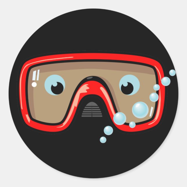 Red Goggles Classic Round Sticker (Front)