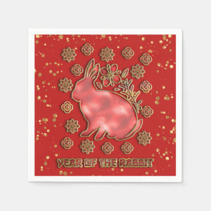 Red Gold 2023 Rabbit Lunar Chinese New Year Napkin