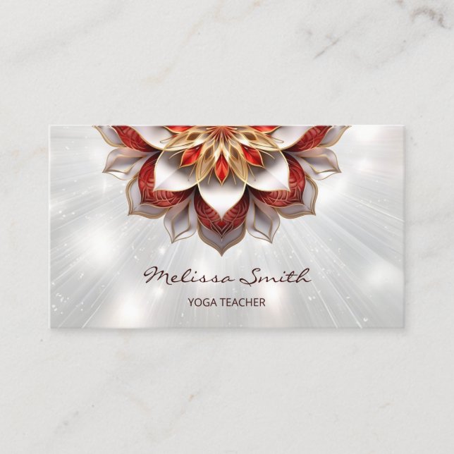 Red Gold 3D Mandala Business Card (Front)