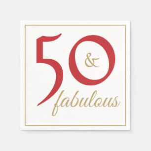Red Gold 50 and Fabulous Birthday Party Napkin