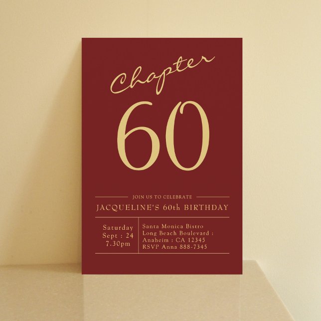 Red Gold 60th Birthday Party Invitation (Creator Uploaded)