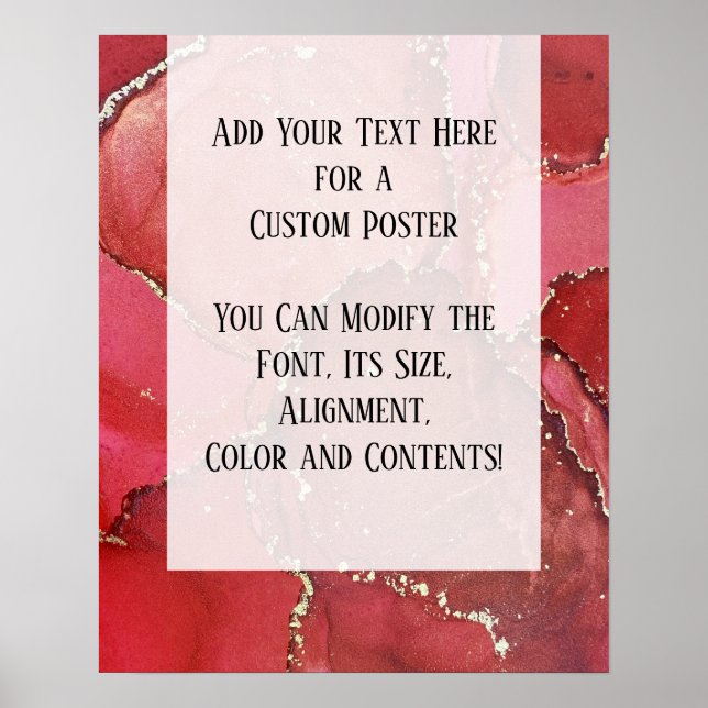 Red & Gold Abstract Alcohol Ink Fluid Art DIY Poster (Front)