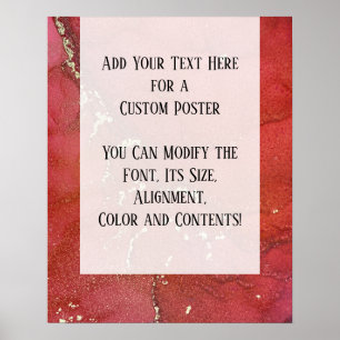 Red & Gold Abstract Alcohol Ink Fluid Art DIY Poster