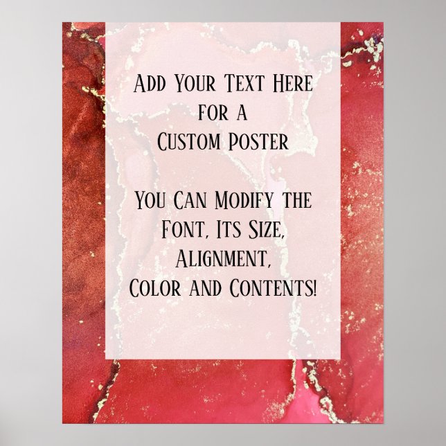 Red & Gold Abstract Alcohol Ink Fluid Art DIY Poster (Front)
