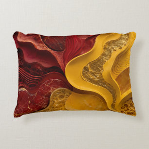 Red Gold Abstract Bold Fire Art Gift Decorative Cushion