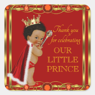 Red Gold Afro Prince Jewel Baby Shower Stickers