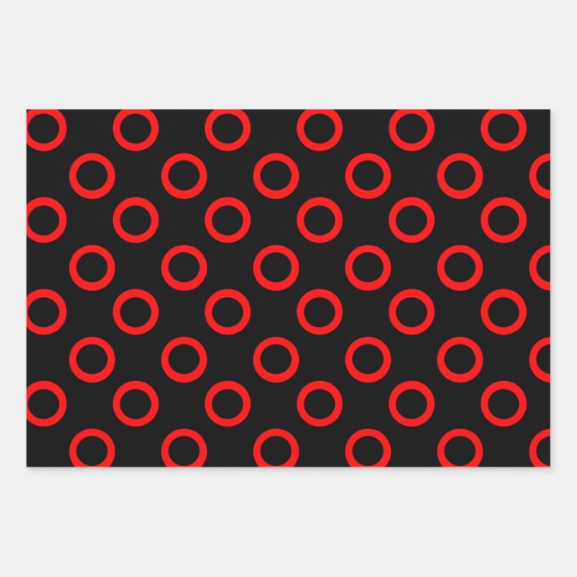Red Gold and Amethyst Circle Pattern Wrapping Paper Sheet (Front)