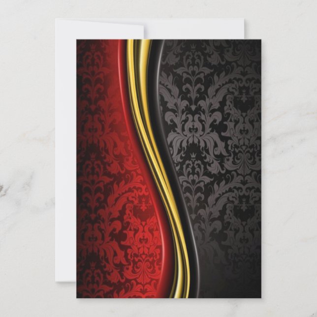 red gold and black baroque invitation cards classy (Front)