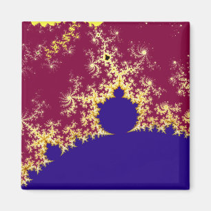 Red gold and blue mandelbrot fractal magnet
