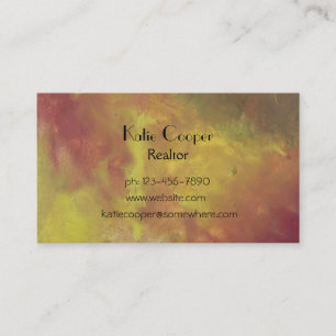 Red Gold and Green Abstract Oil Painting Business Card
