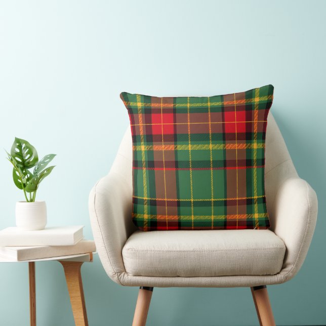 Red Gold and Green Checkered Christmas    Cushion (Chair)