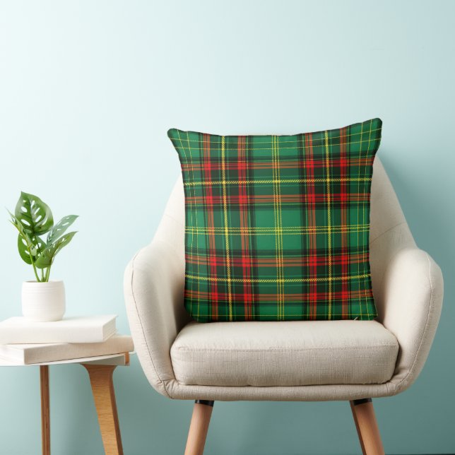 Red Gold and Green Checkered Christmas    Cushion (Chair)