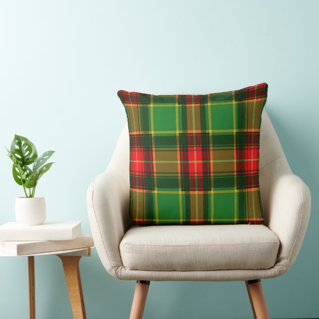 Red Gold and Green Checkered Christmas    Cushion (Chair)