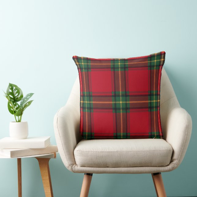 Red Gold and Green Checkered Christmas    Cushion (Chair)