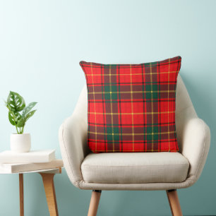 Red Gold and Green Checkered Christmas Cushion