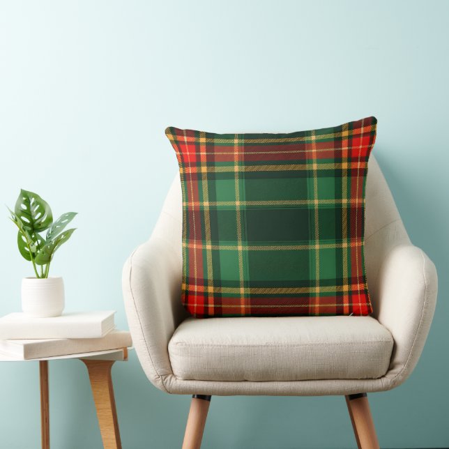 Red Gold and Green Checkered Christmas    Cushion (Chair)