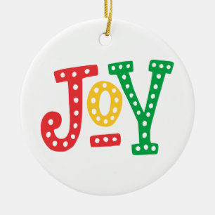 Red Gold and Green Joy Ceramic Tree Decoration