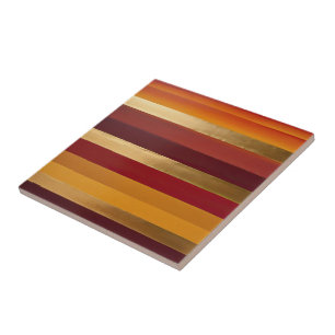 Red Gold and orange stripes Tile