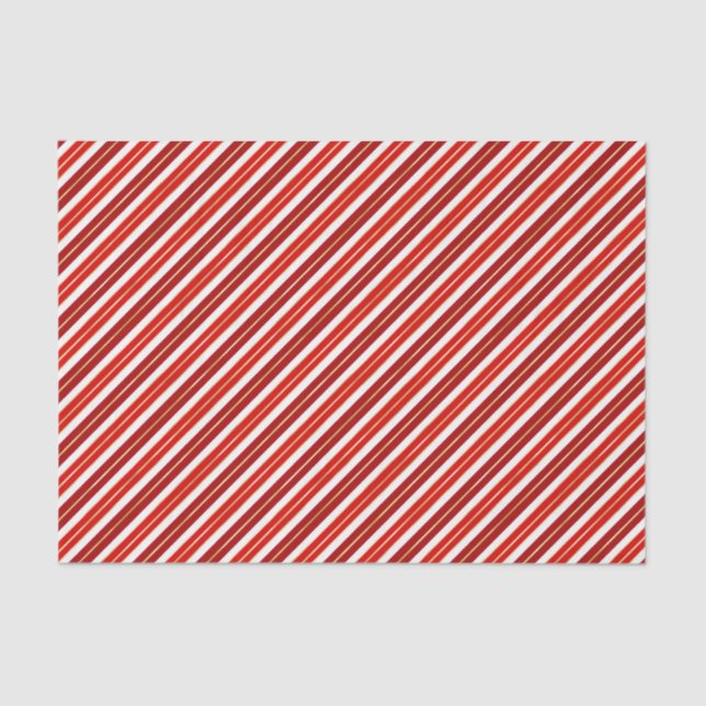 Red, Gold and White Christmas Stripes Tissue Paper (Front)