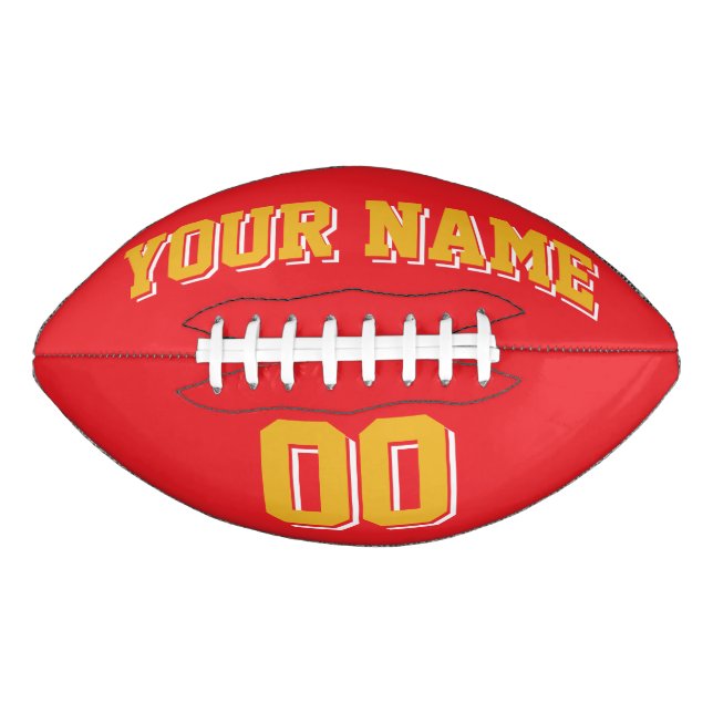 RED GOLD AND WHITE Custom Football American Football (Front)