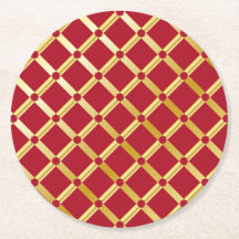 Red & Gold Arabic-inspired Paper Coasters