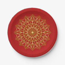 Red & Gold Arabic-inspired Paper Plates