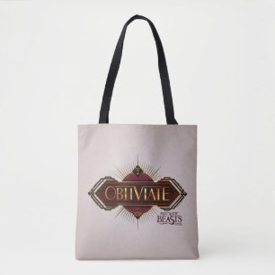Red & Gold Art Deco Obliviate Spell Graphic Tote Bag