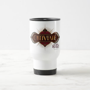 Red & Gold Art Deco Obliviate Spell Graphic Travel Mug